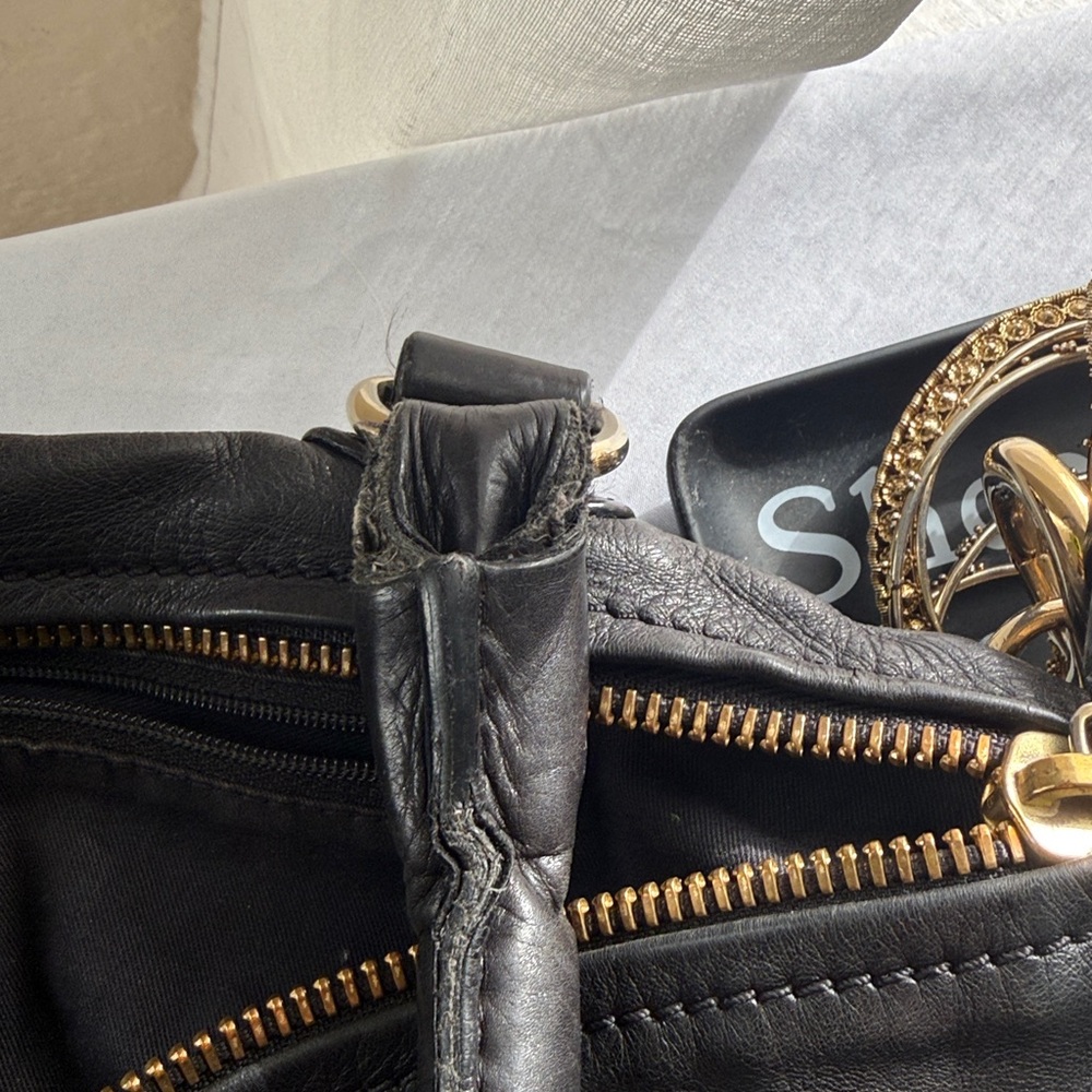 Givenchy Black Aged Leather Pandora Large Satchel Handbag Gold HW - Picture 14 of 16